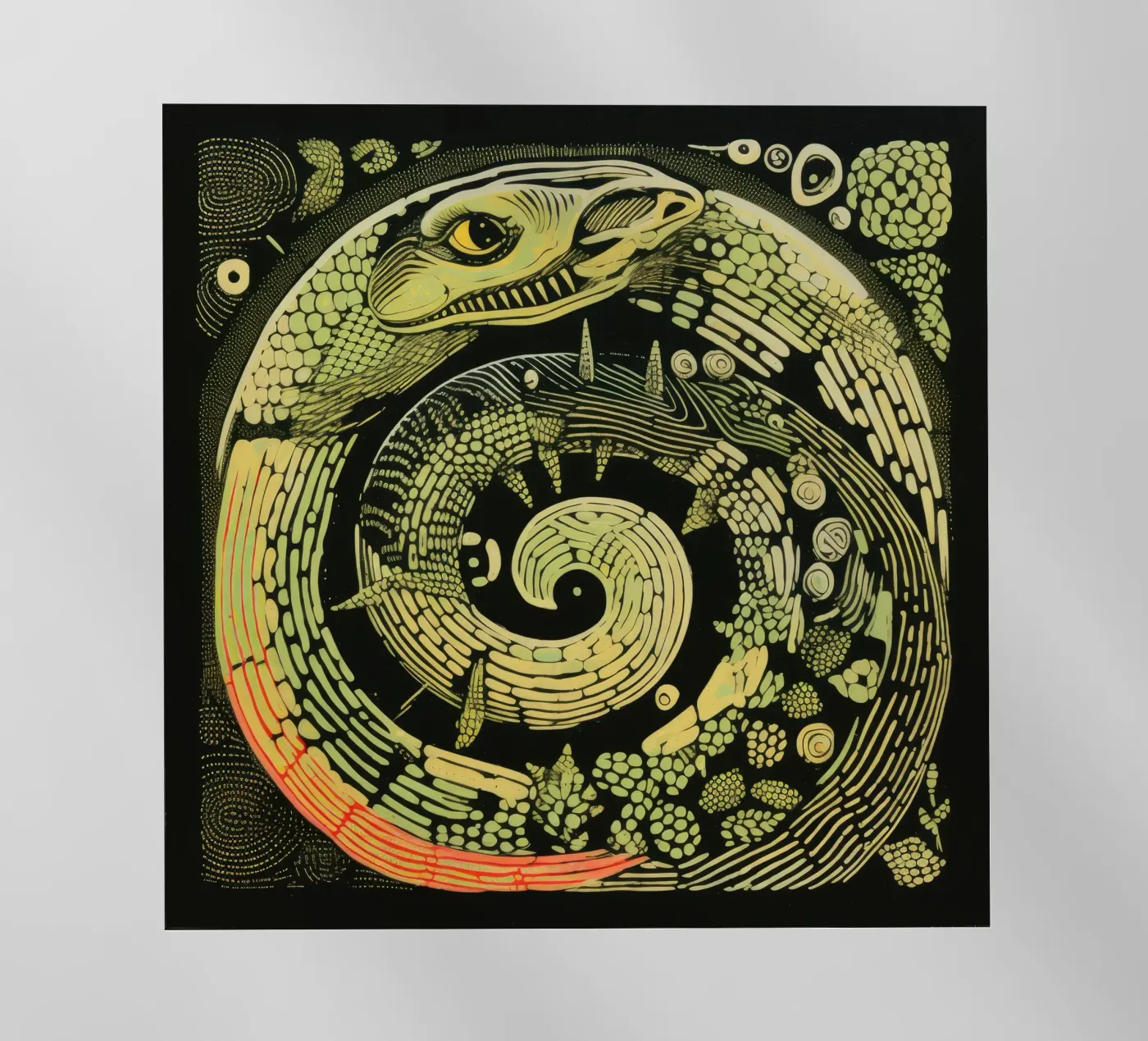 Grüne Python Backlit Folie von Minimal Animal Art