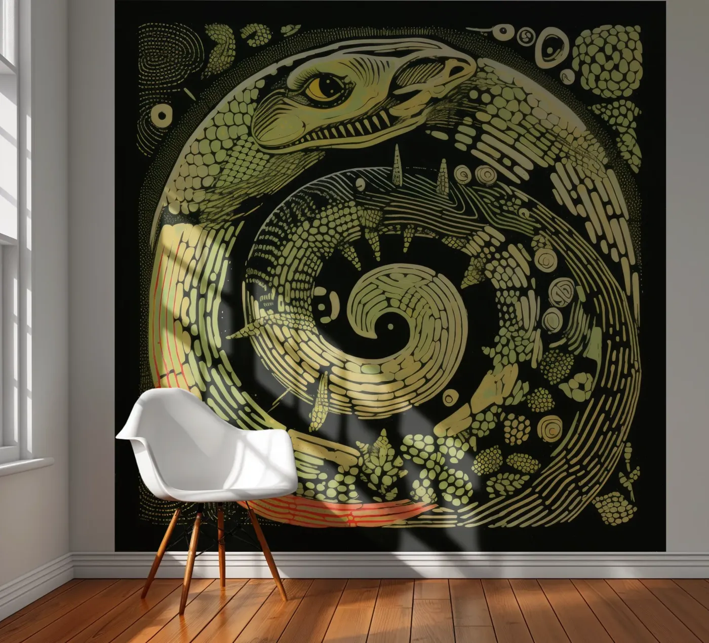 Green Python fotobehang van Minimal Animal Art