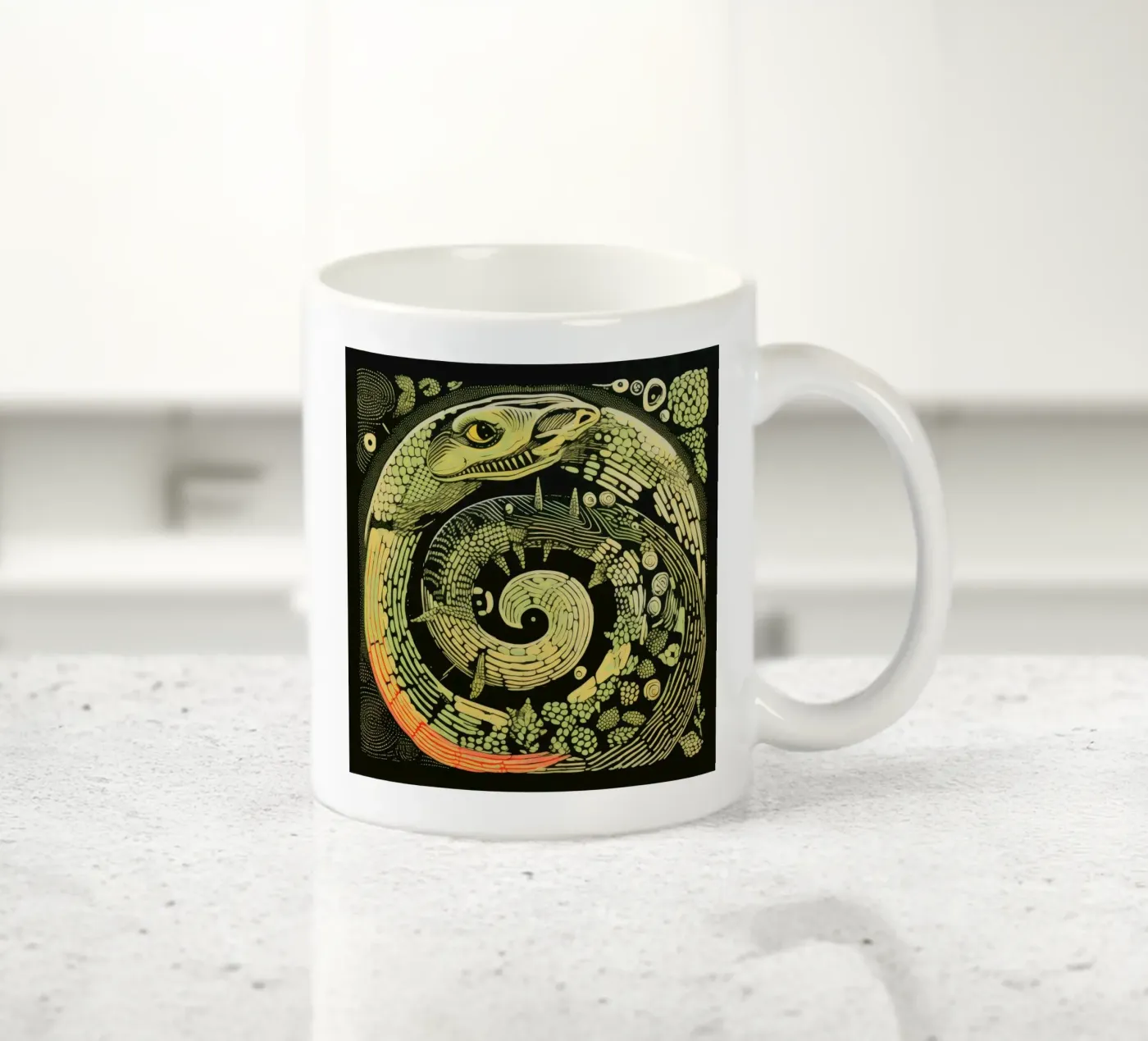 Green Python ceramic mug by Minimal Animal Art