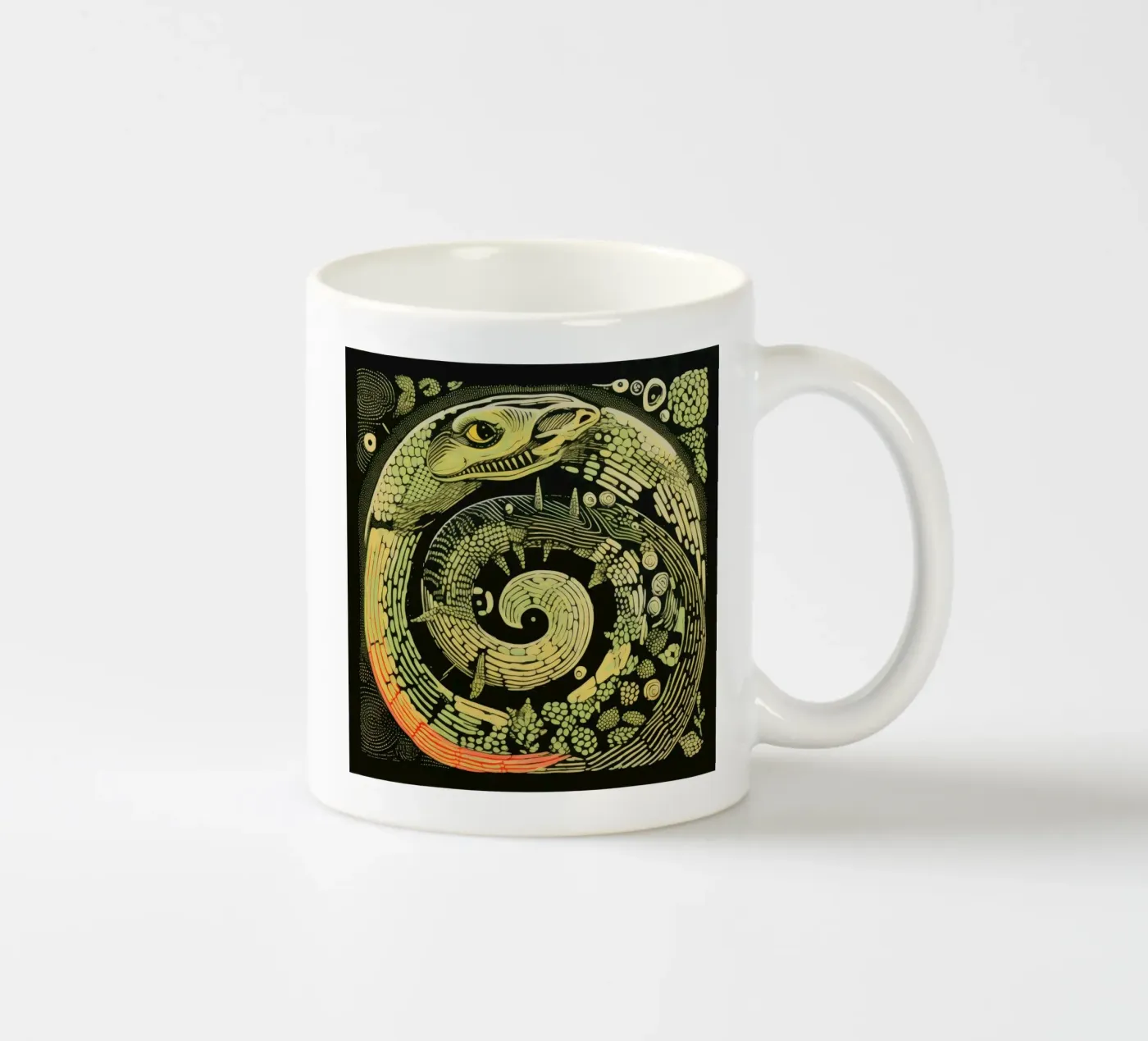 Green Python ceramic mug by Minimal Animal Art