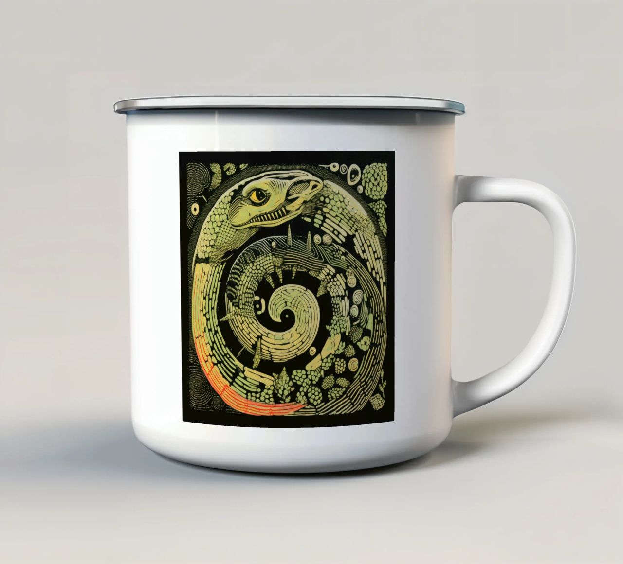Pitone Verde 3 tazza in smalto da Minimal Animal Art