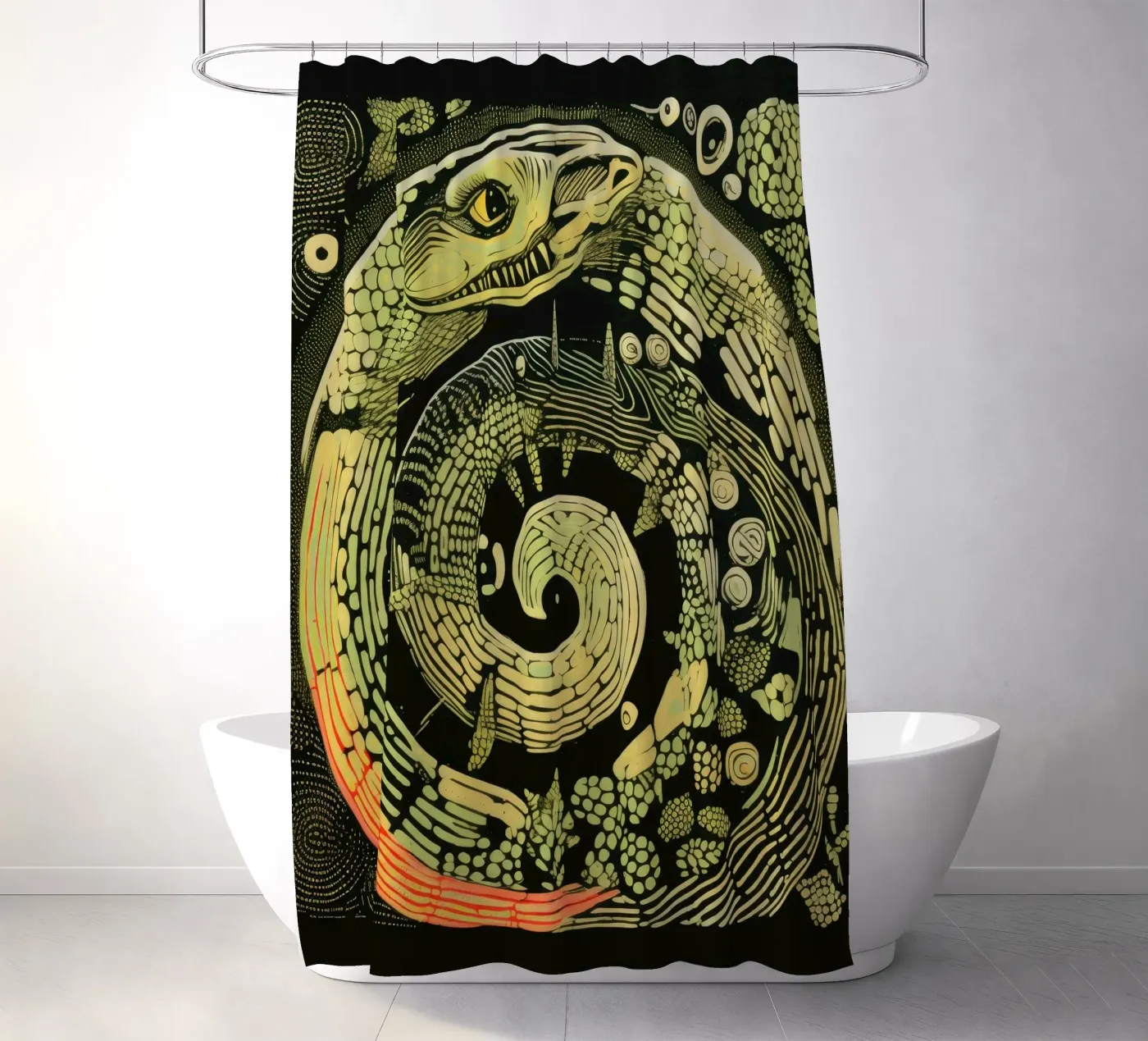 Grüne Python Duschvorhang von Minimal Animal Art