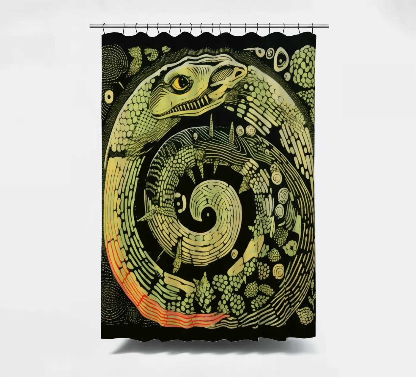 Grüne Python Duschvorhang von Minimal Animal Art