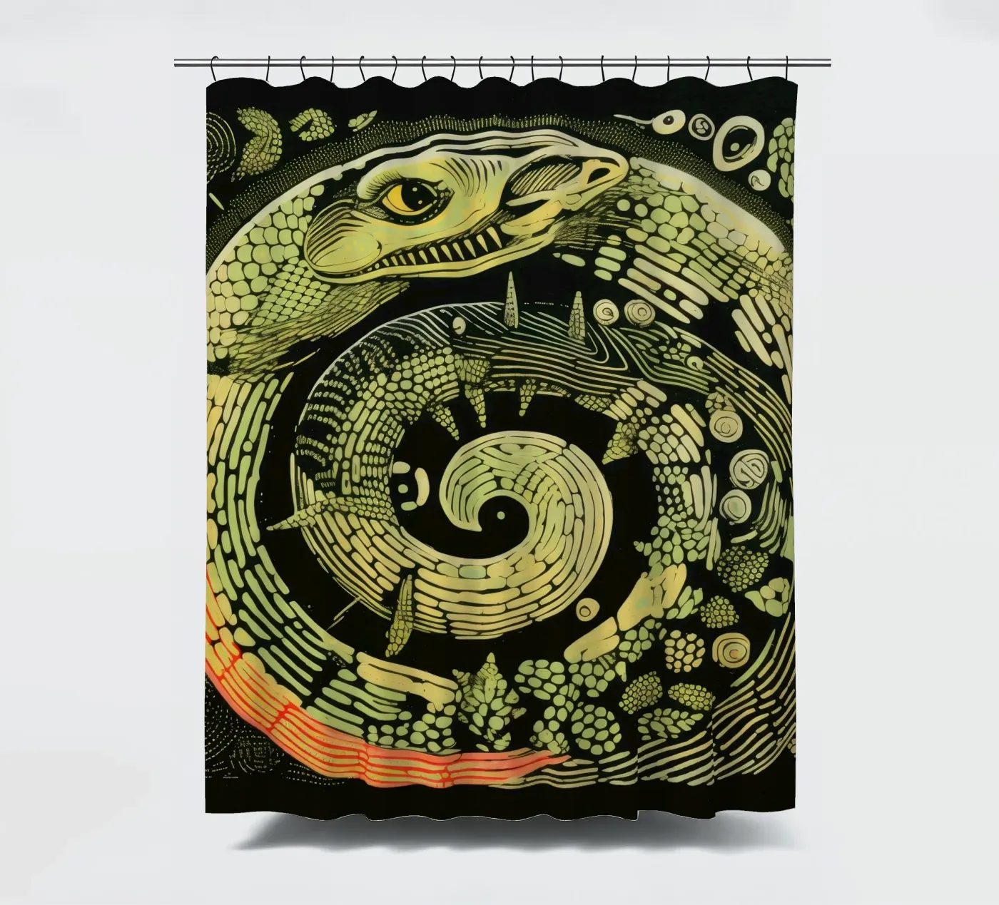 Grüne Python Duschvorhang von Minimal Animal Art