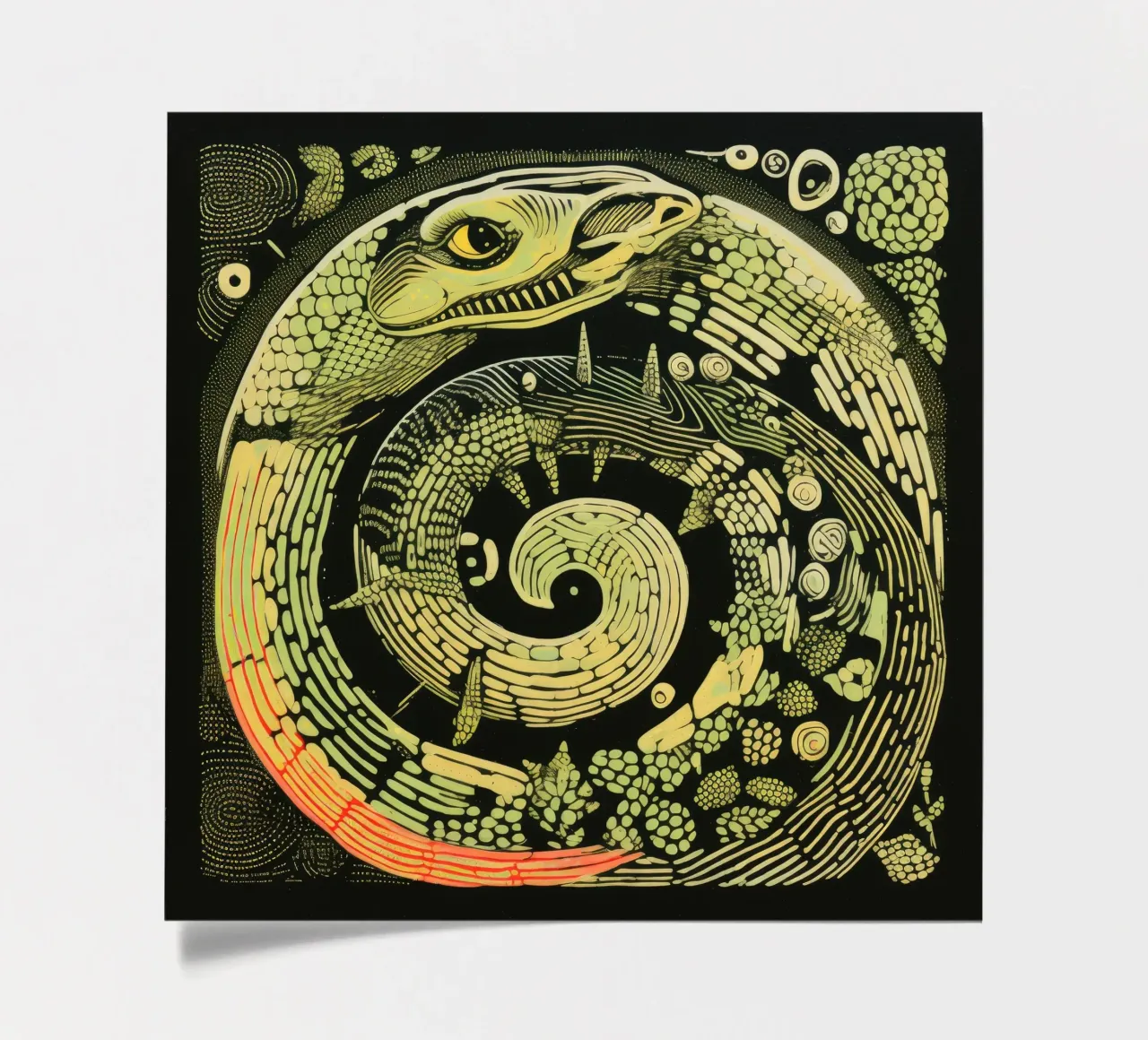 Green Python planche autocollant de Minimal Animal Art