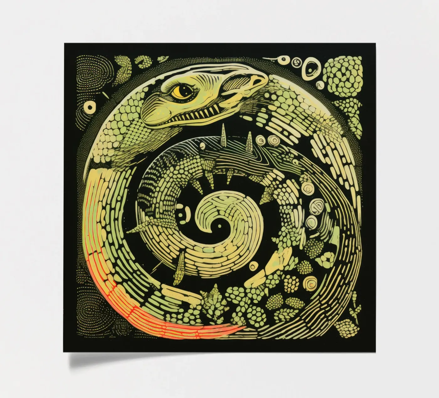 Green Python stickervel van Minimal Animal Art