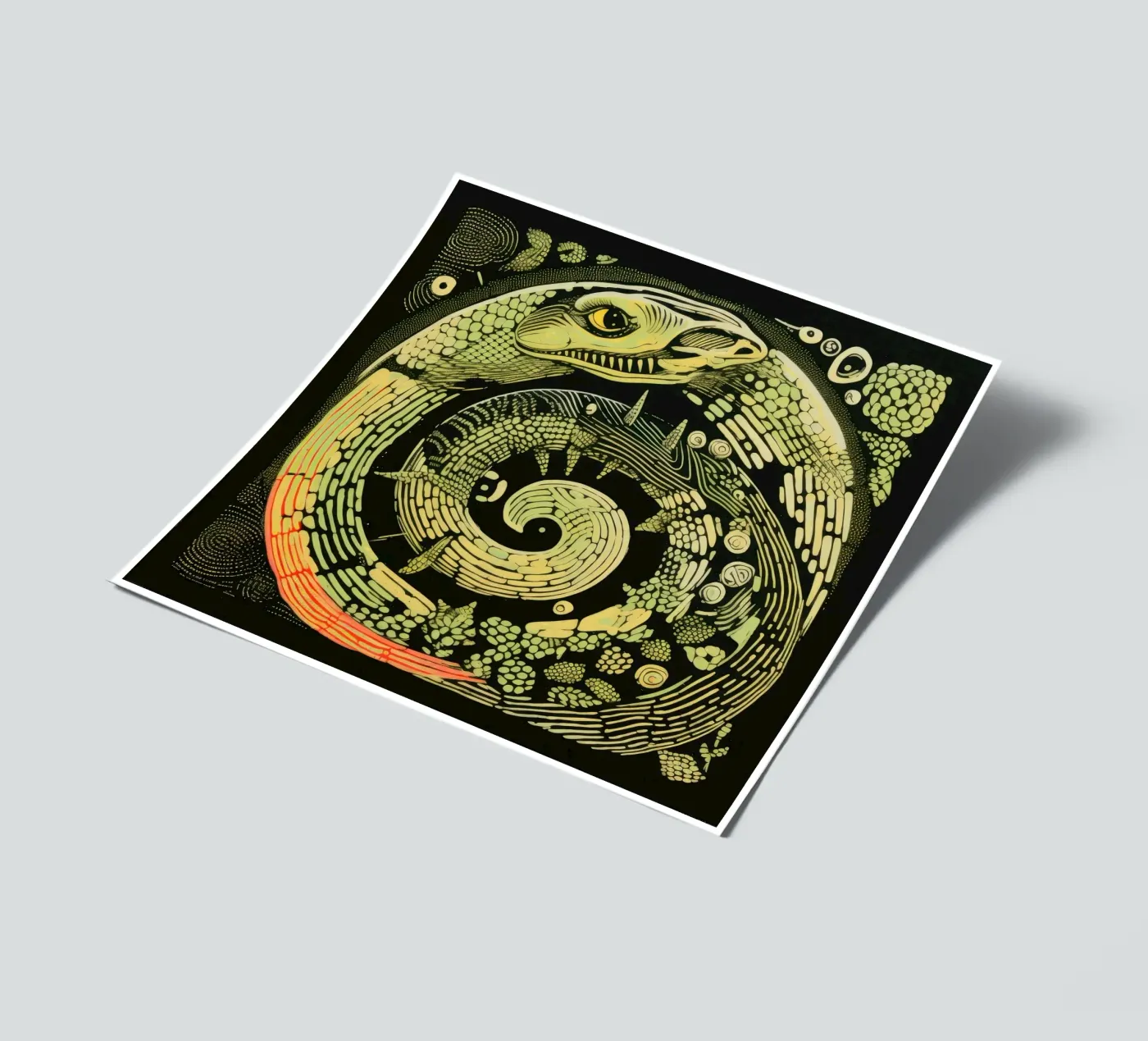 Green Python stickervel van Minimal Animal Art