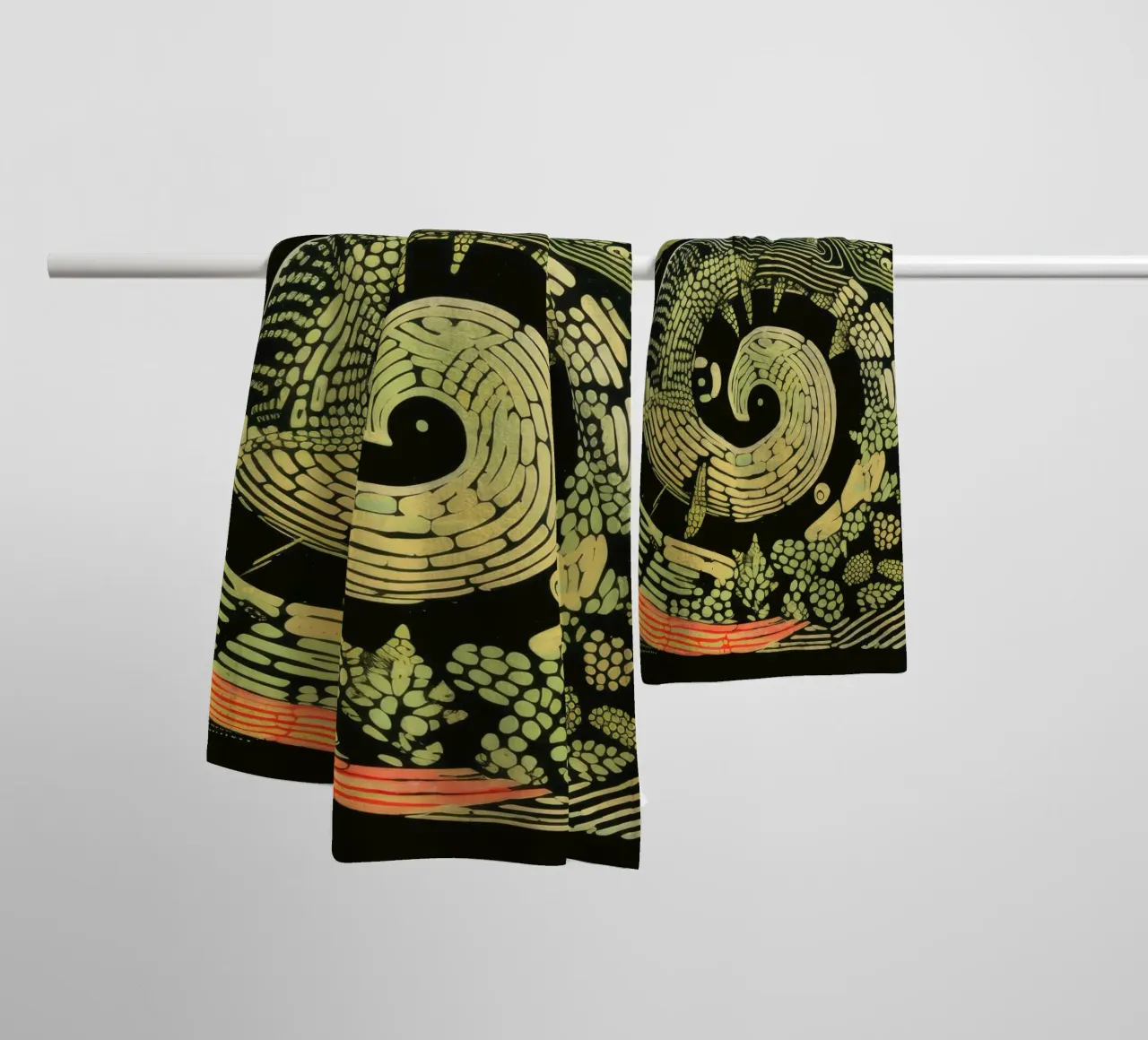 Grüne Python 3 Handtuch von Minimal Animal Art