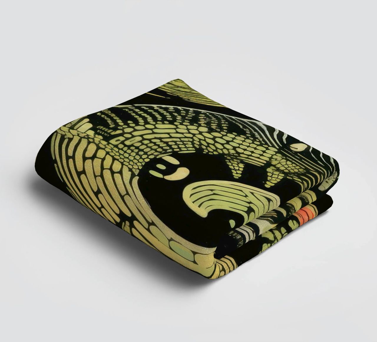 Green Python 3 towel by Minimal Animal Art