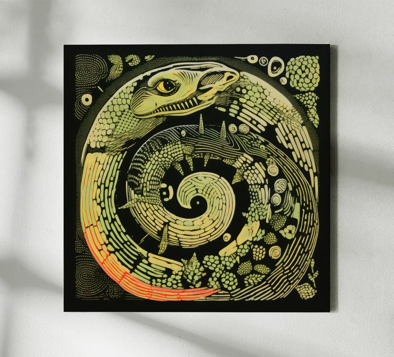 Green Python 3 canvas van Minimal Animal Art