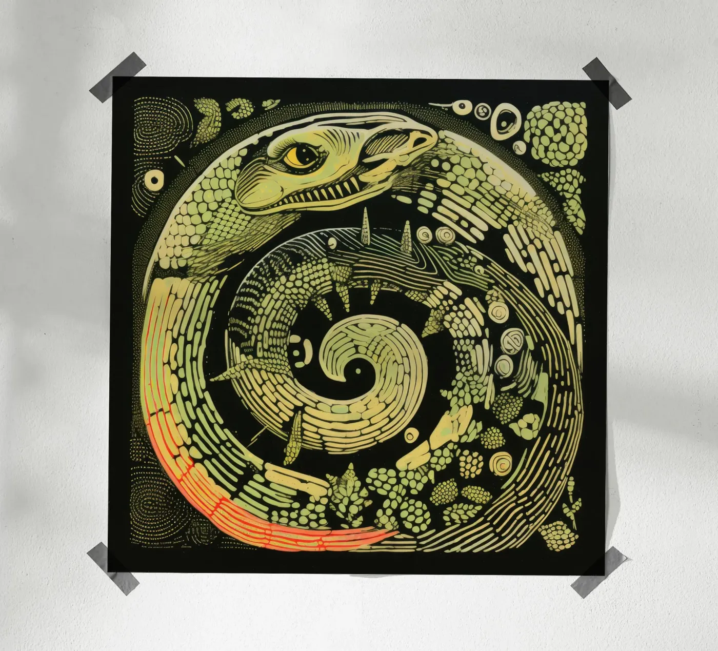 Python vert poster de Minimal Animal Art