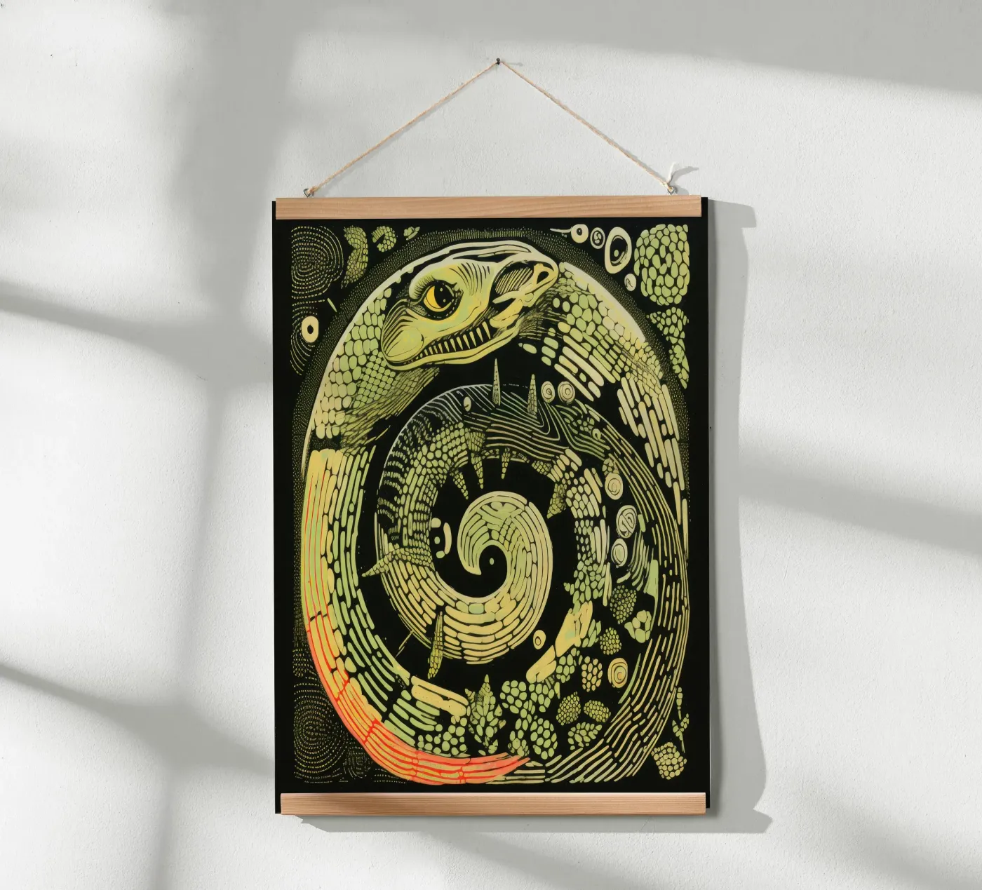 Python vert poster de Minimal Animal Art