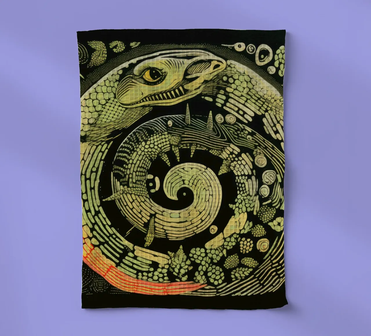 Python vert 3 torchon de Minimal Animal Art