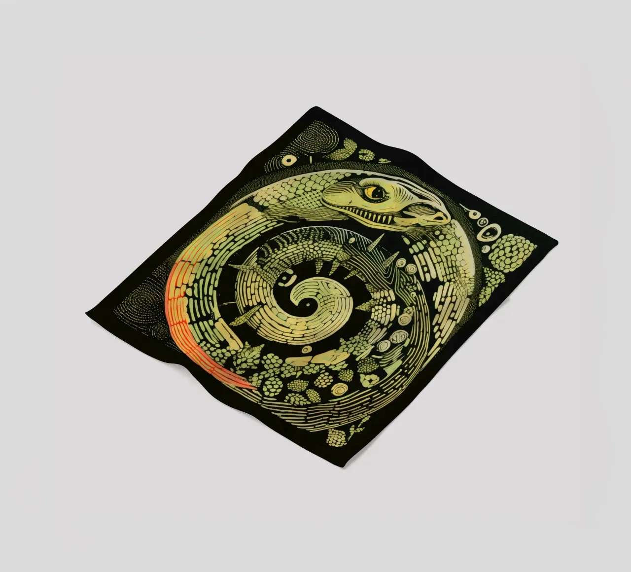 Green Python fleece blanket by Minimal Animal Art
