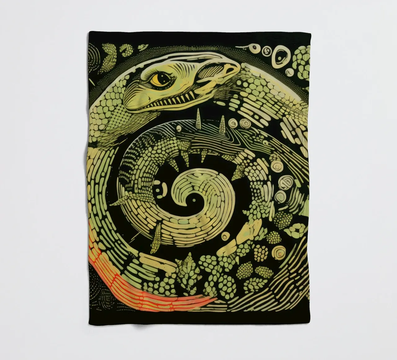 Grüne Python 3 Fleecedecke von Minimal Animal Art