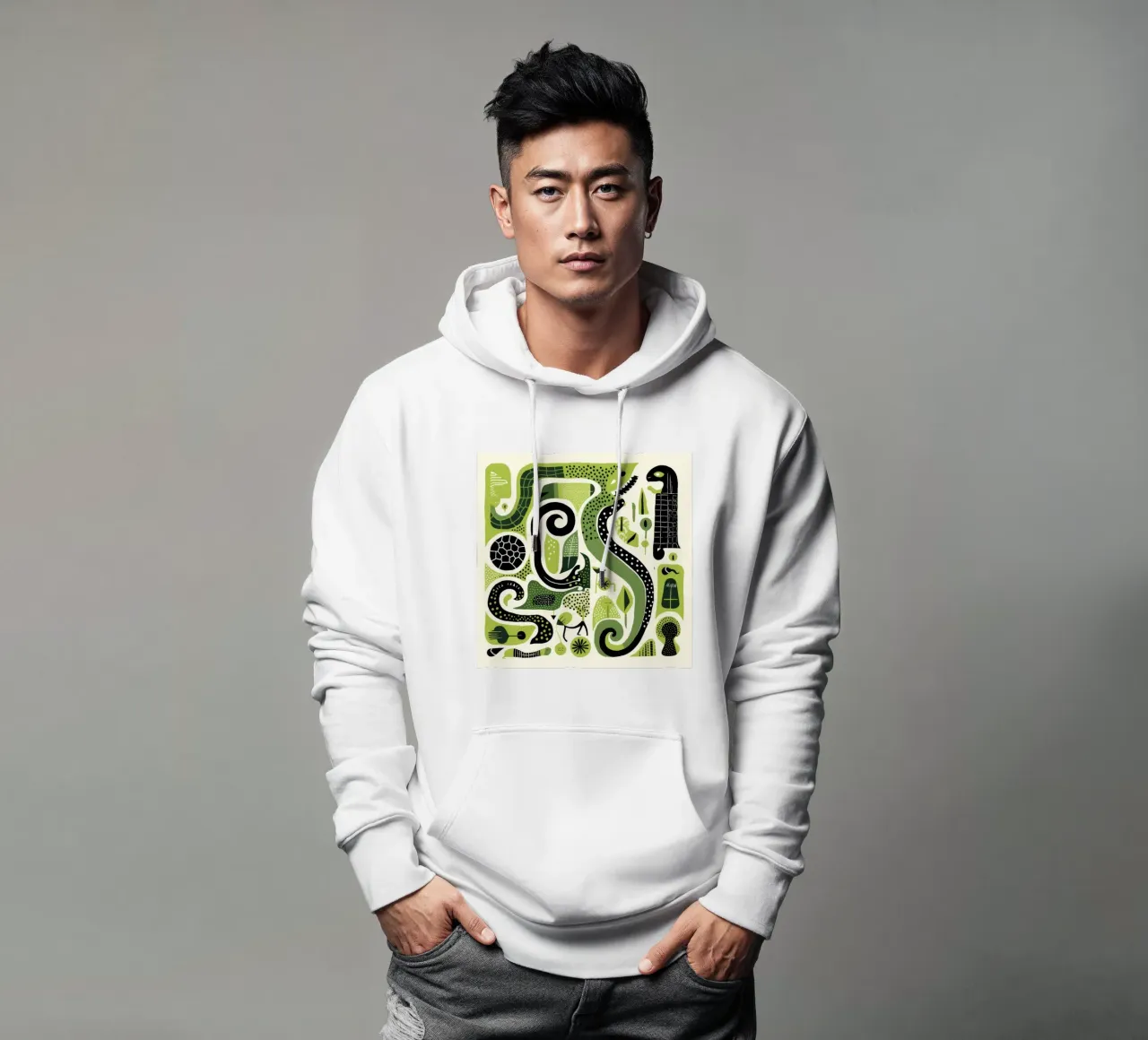 Green Python hoodie van Minimal Animal Art