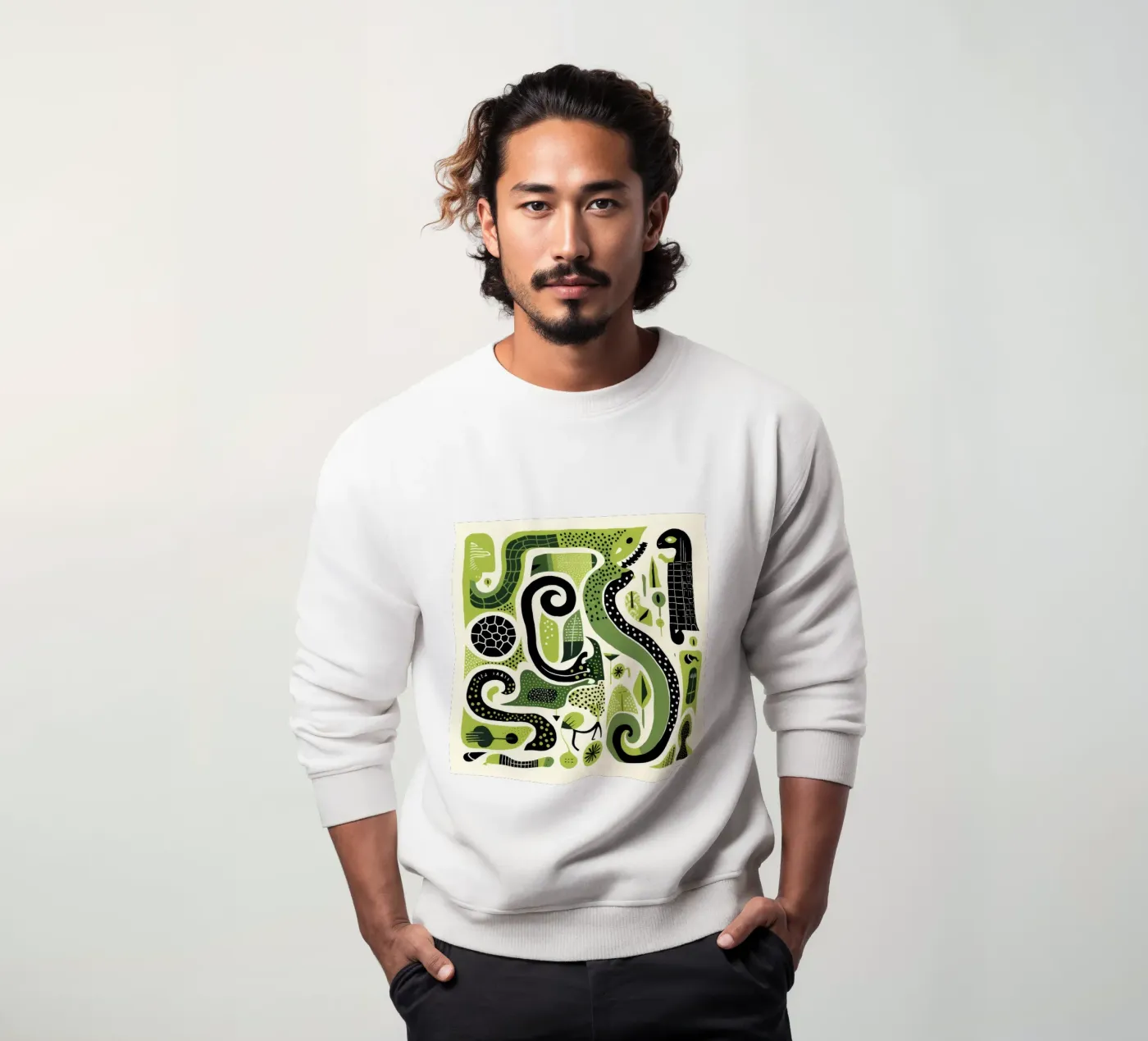 Grüne Python Sweatshirt von Minimal Animal Art