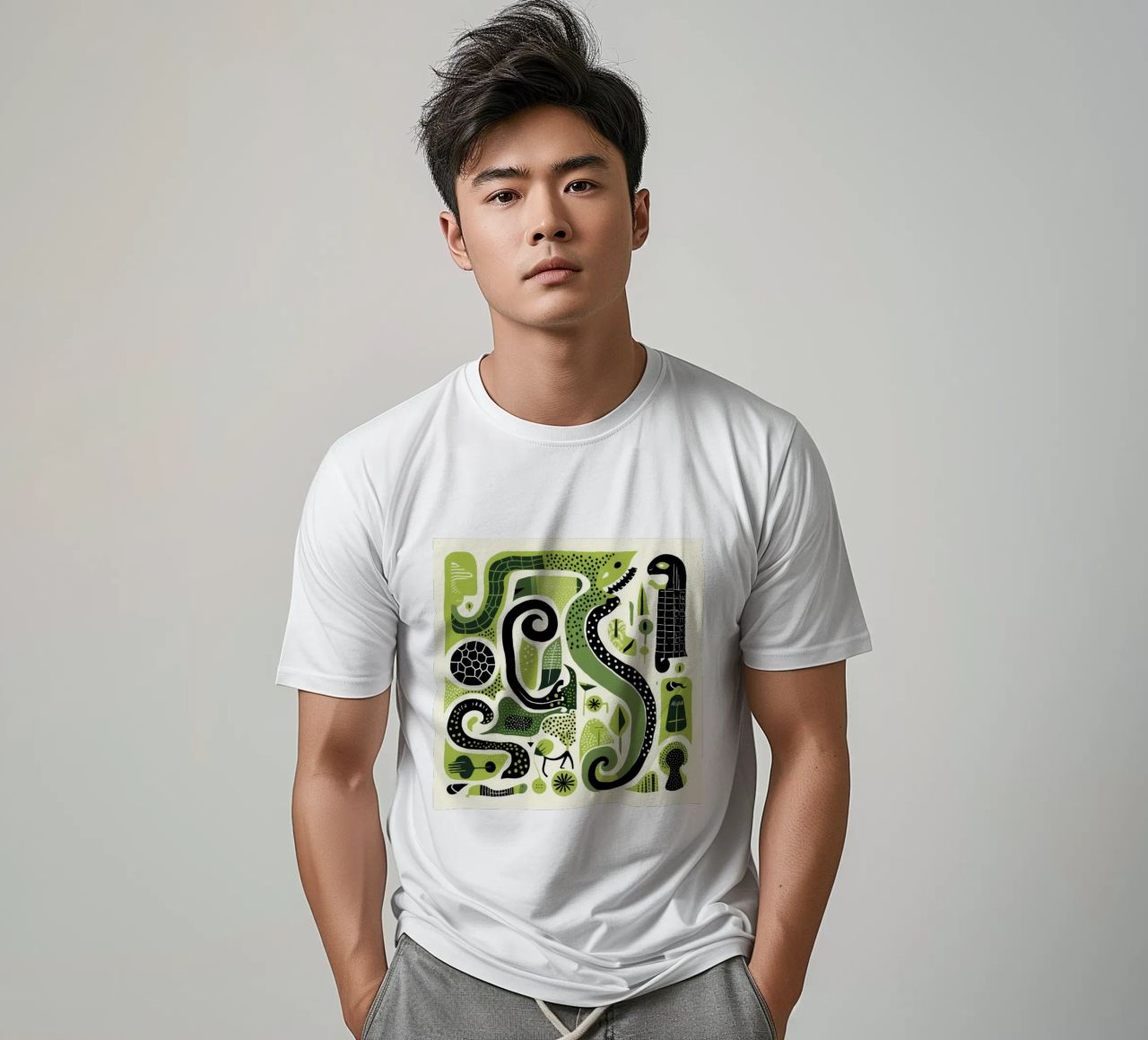 Python vert 4 t-shirt de Minimal Animal Art