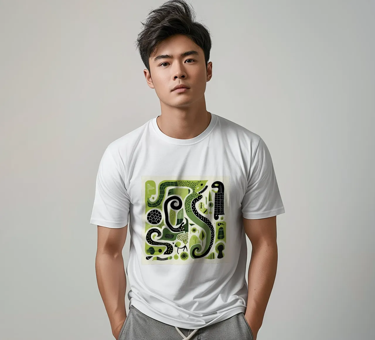 Python vert 4 t-shirt de Minimal Animal Art