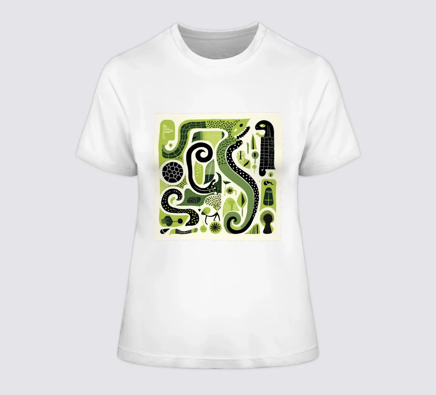 Green Python t-shirt ajusté pour femmes de Minimal Animal Art