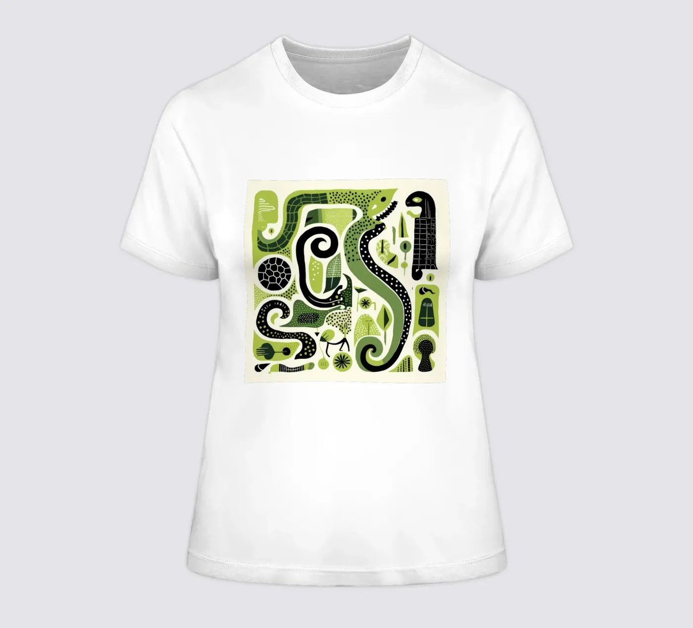 Green Python t-shirt ajusté pour femmes de Minimal Animal Art