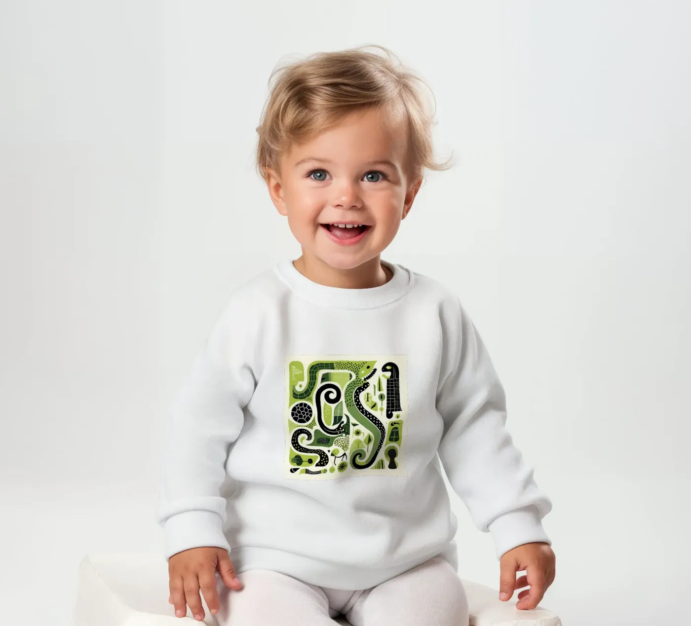 Green Python baby sweatshirt van Minimal Animal Art
