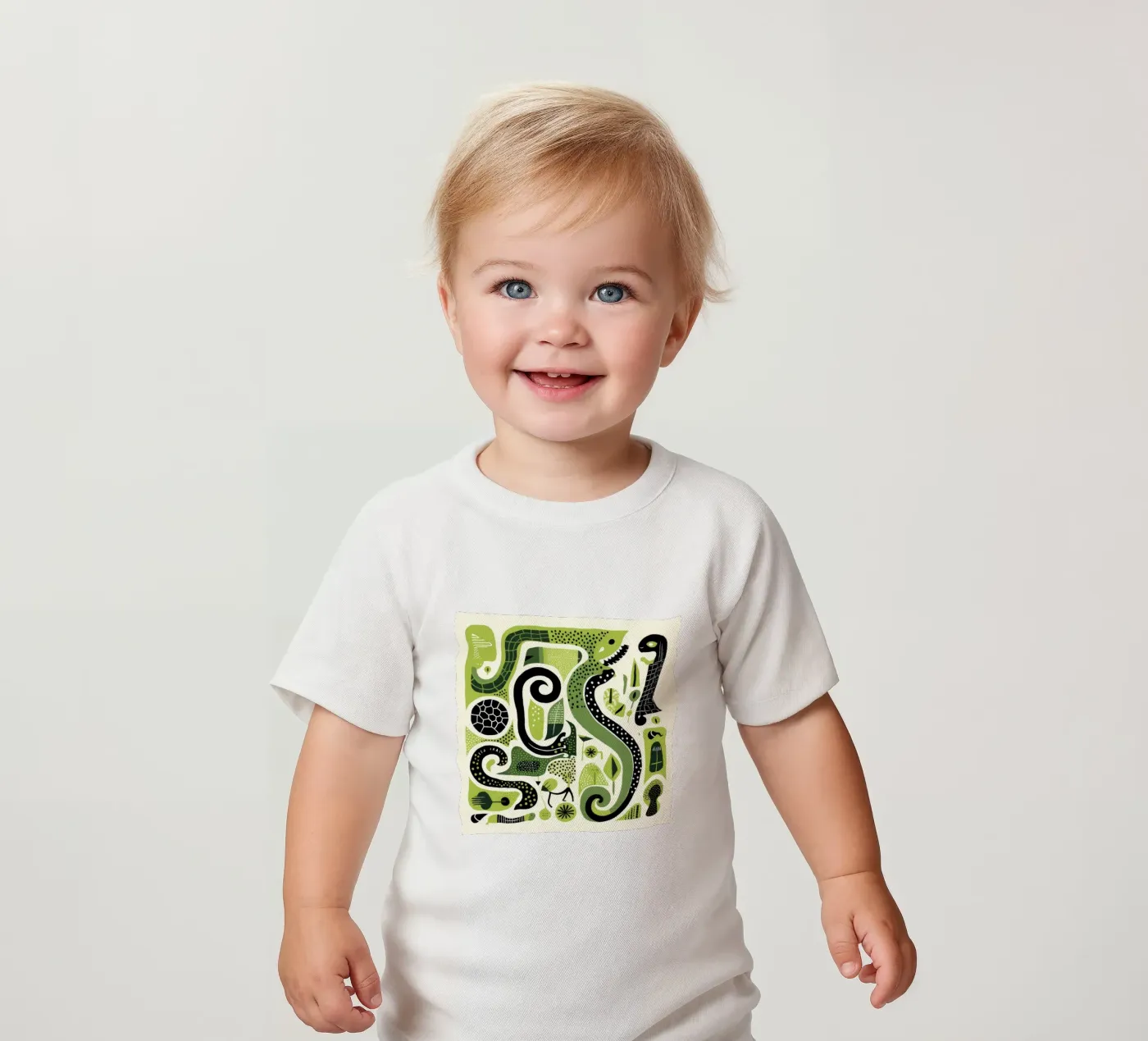 Green Python Baby T-Shirt von Minimal Animal Art