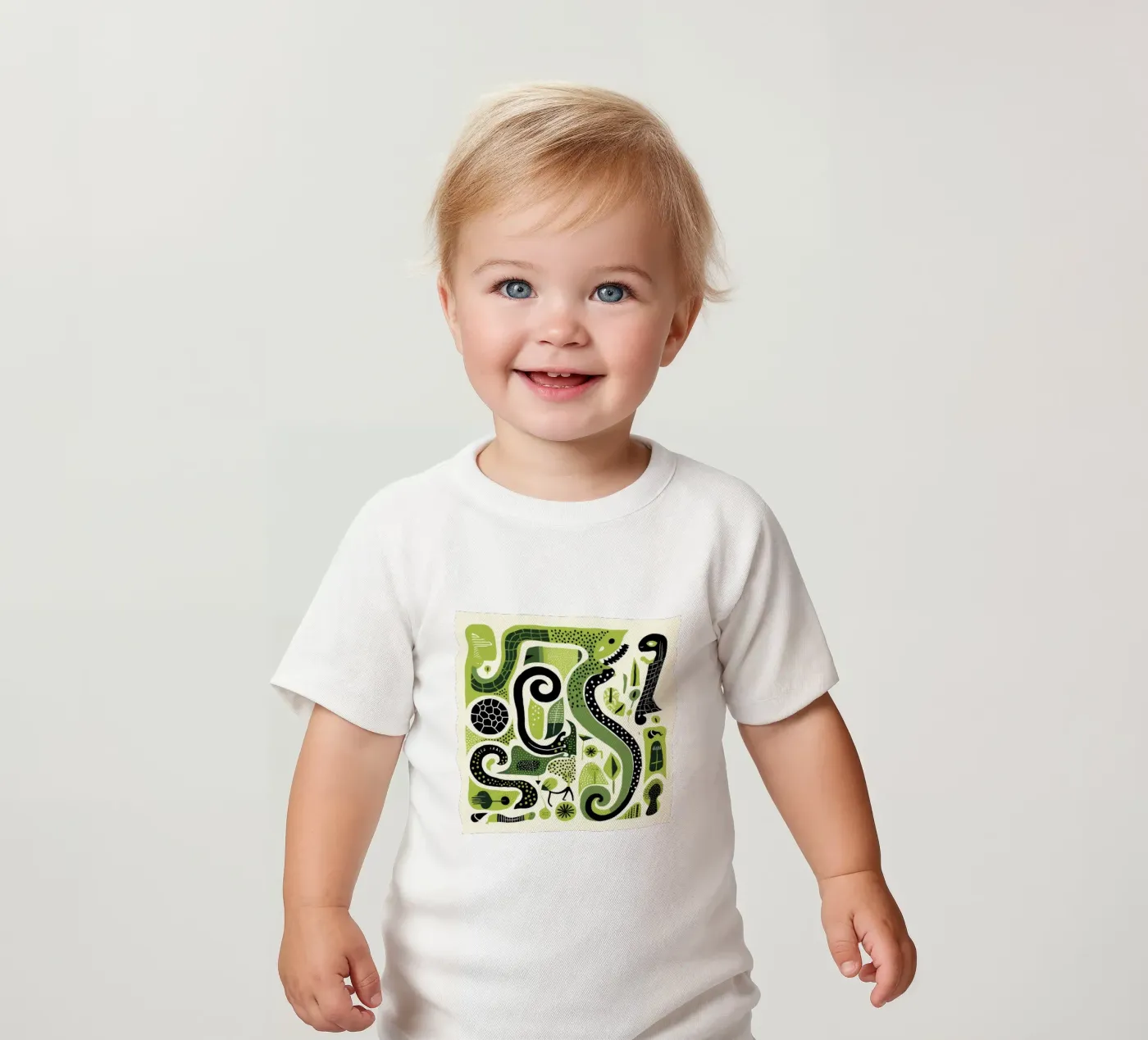 Green Python Baby T-Shirt von Minimal Animal Art