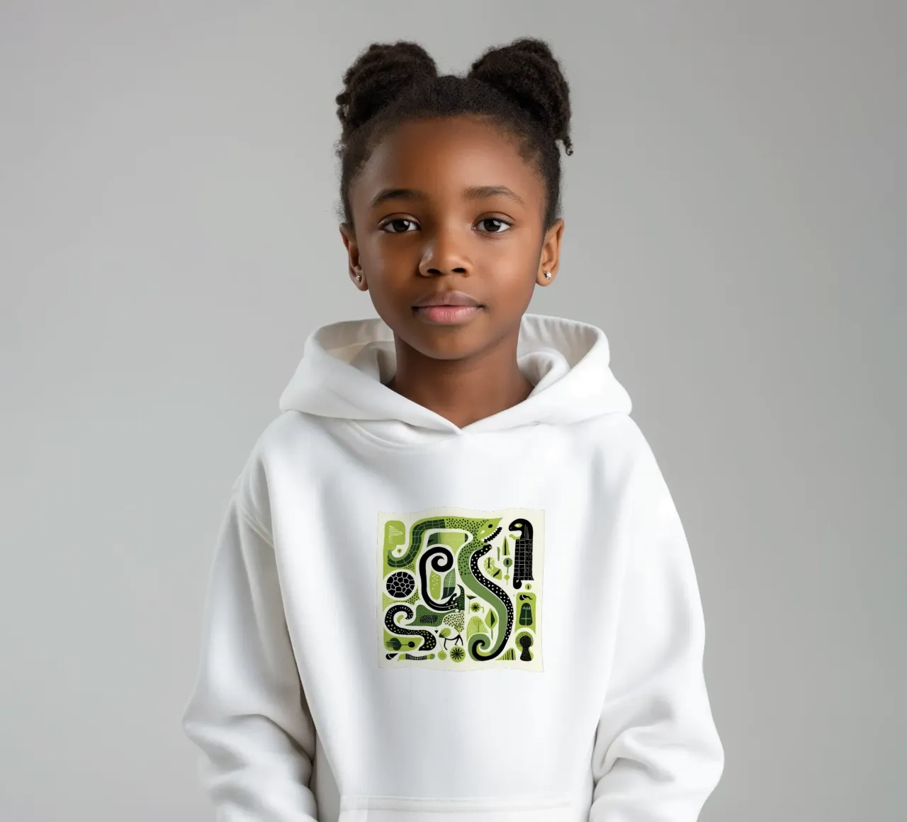 Green Python kinder hoodie van Minimal Animal Art