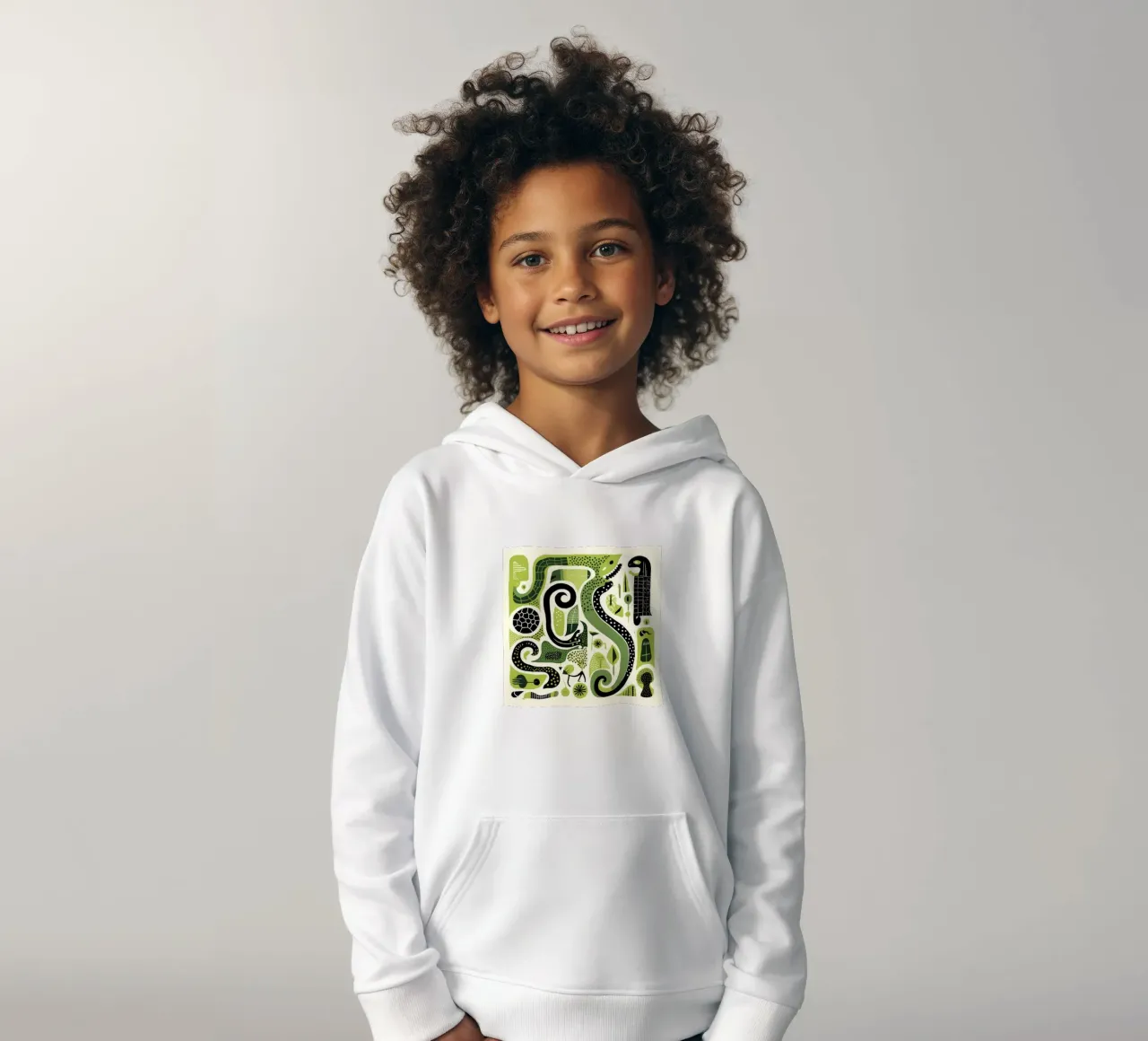Green Python kinder hoodie van Minimal Animal Art