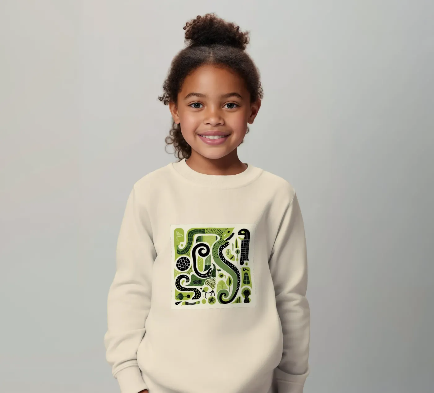 Green Python kinder sweatshirt van Minimal Animal Art
