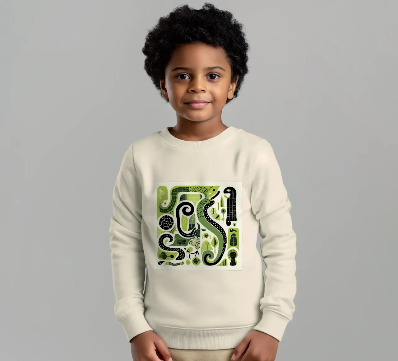 Green Python Kinder Sweatshirt von Minimal Animal Art