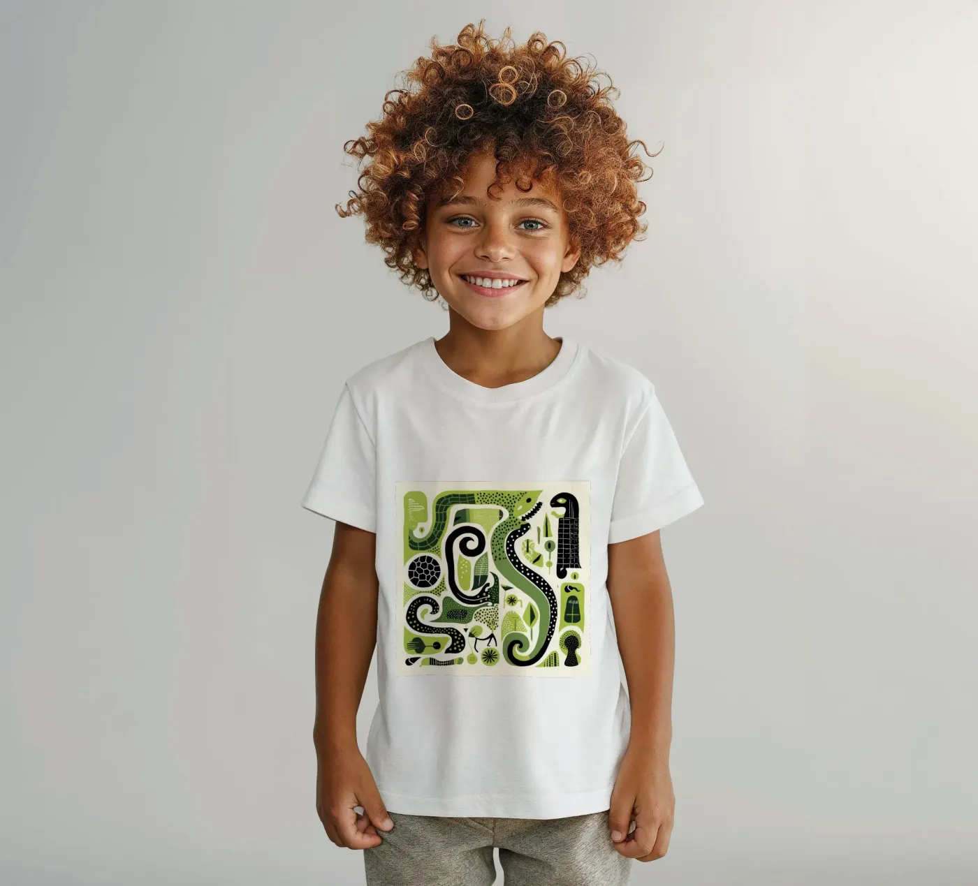 Green Python t-shirt enfant de Minimal Animal Art