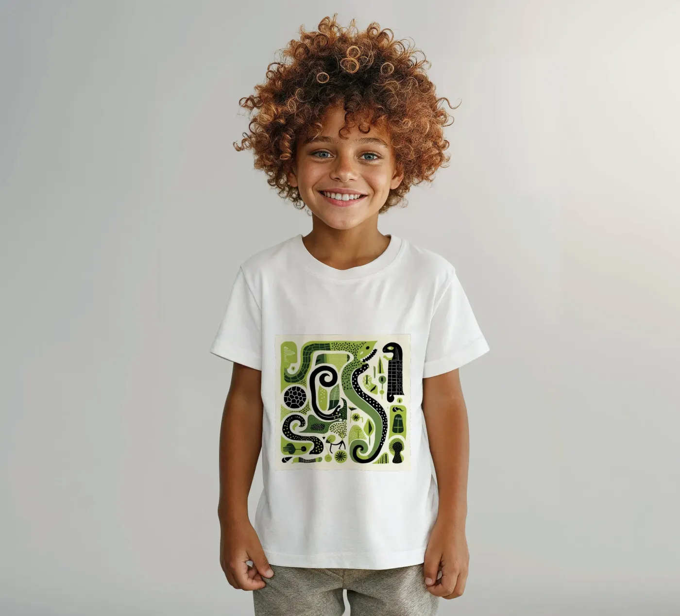 Green Python t-shirt enfant de Minimal Animal Art