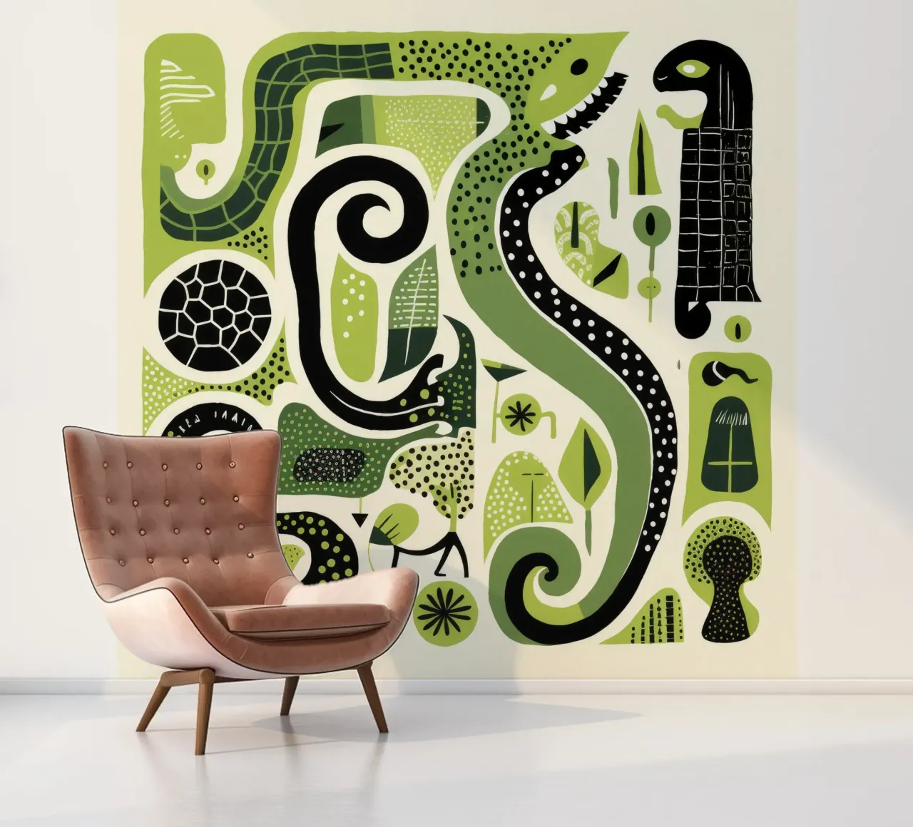 Green Python Fototapete von Minimal Animal Art