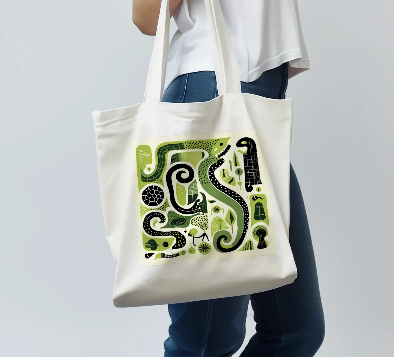 Python vert tote bag de Minimal Animal Art