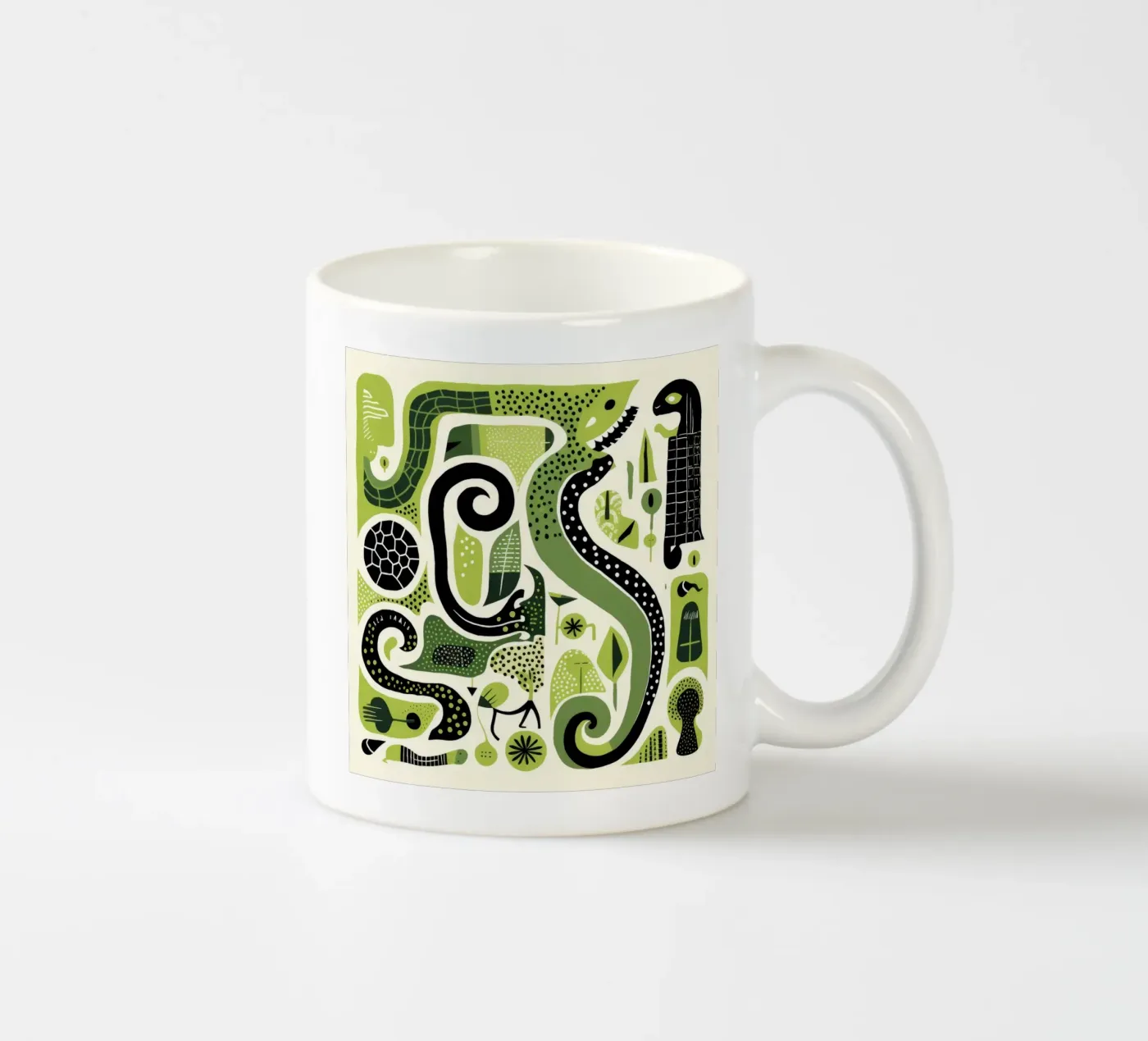 Grüne Python Keramik Tasse von Minimal Animal Art