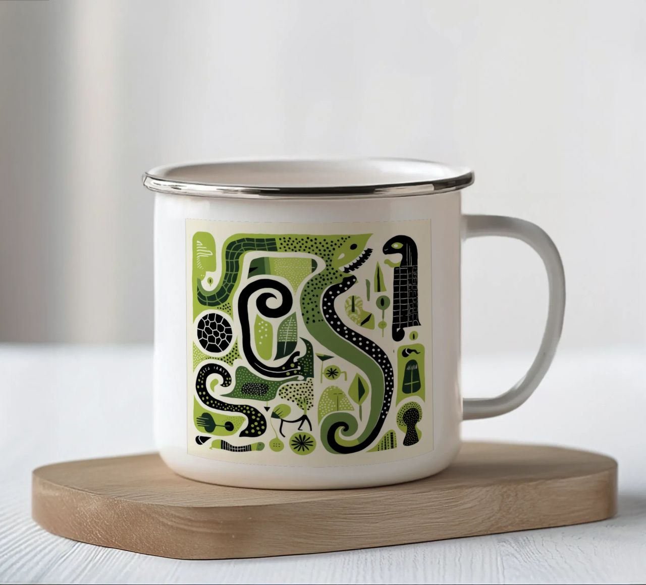 Python vert 4 mug en émail de Minimal Animal Art