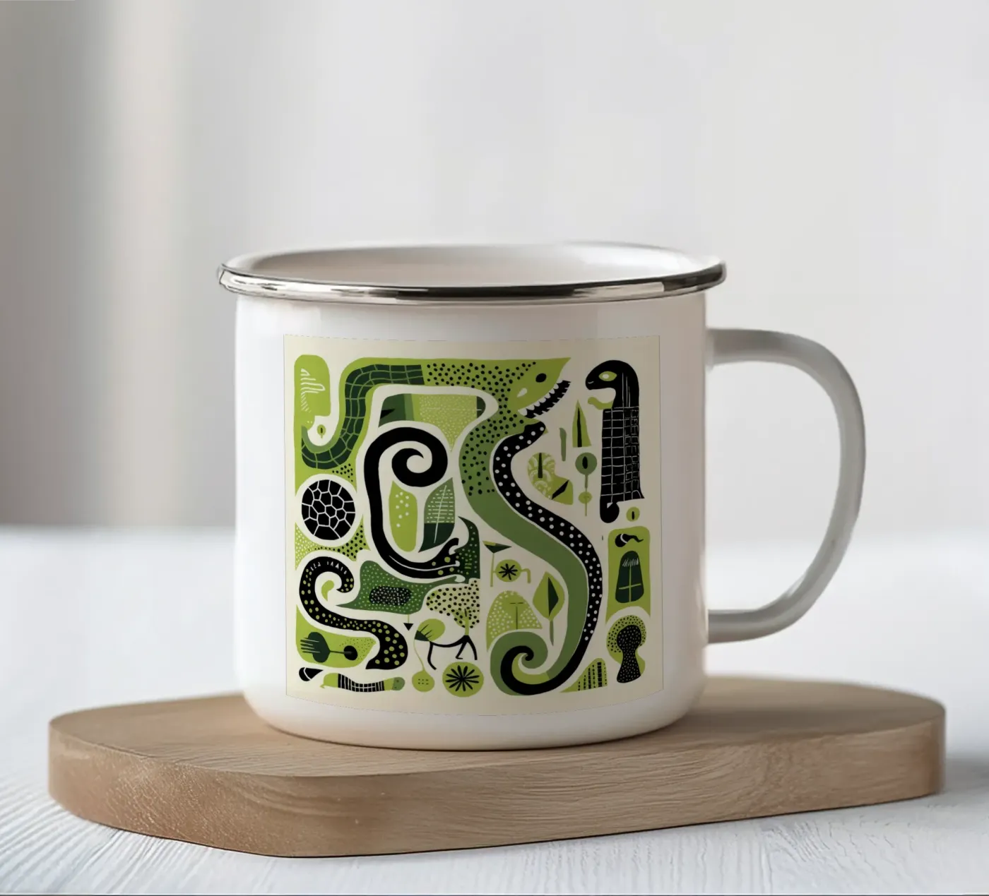 Green Python emaille mok van Minimal Animal Art