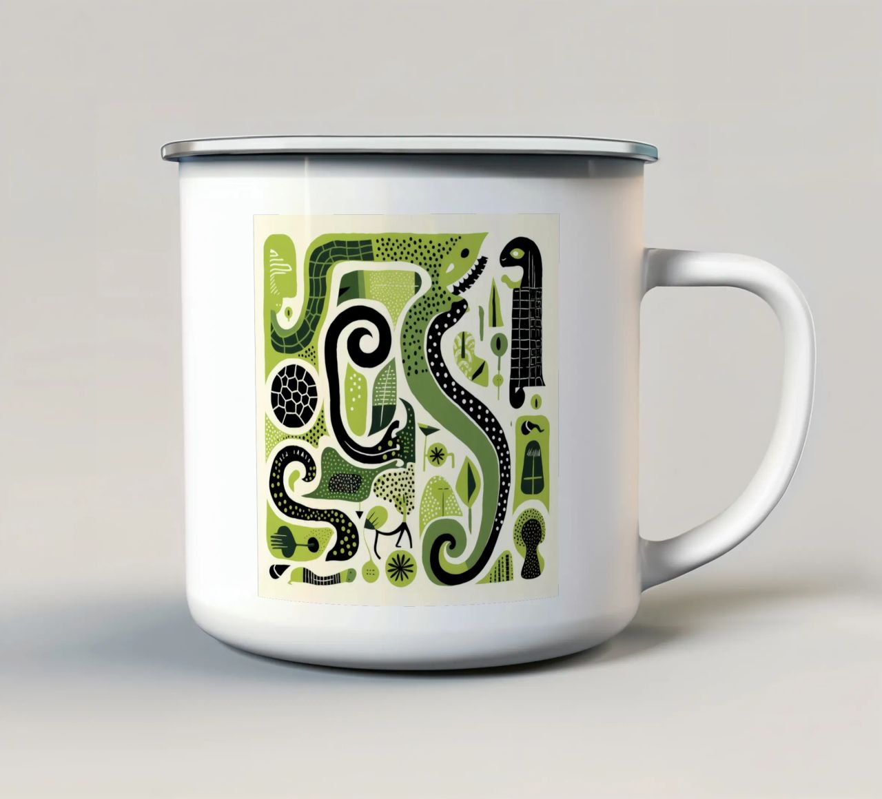 Python vert 4 mug en émail de Minimal Animal Art