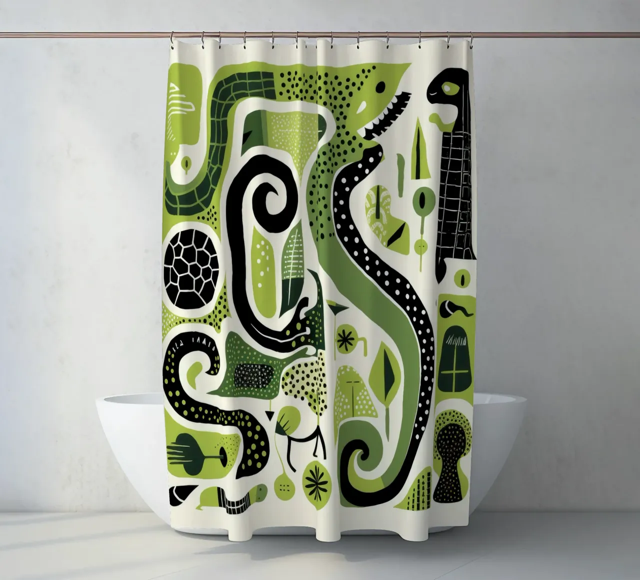 Grüne Python 4 Duschvorhang von Minimal Animal Art