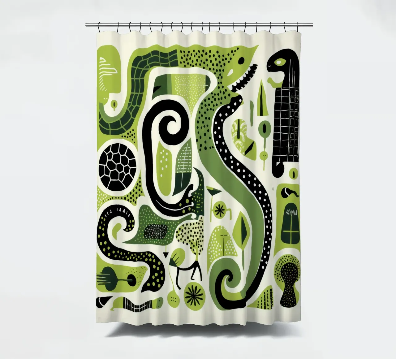 Grüne Python 4 Duschvorhang von Minimal Animal Art