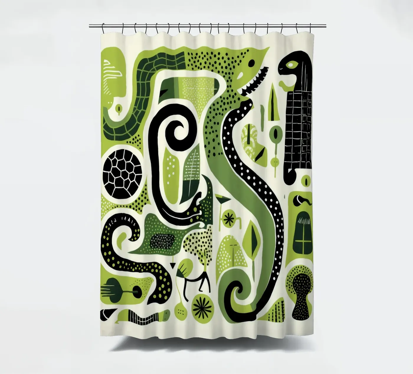 Grüne Python Duschvorhang von Minimal Animal Art