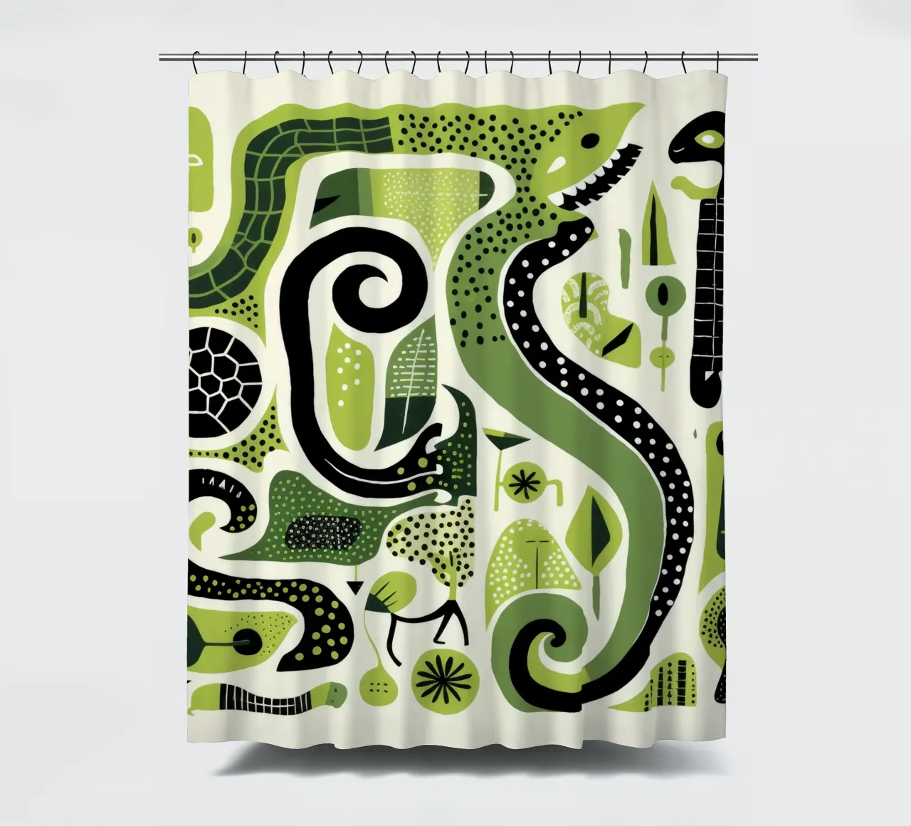 Grüne Python 4 Duschvorhang von Minimal Animal Art