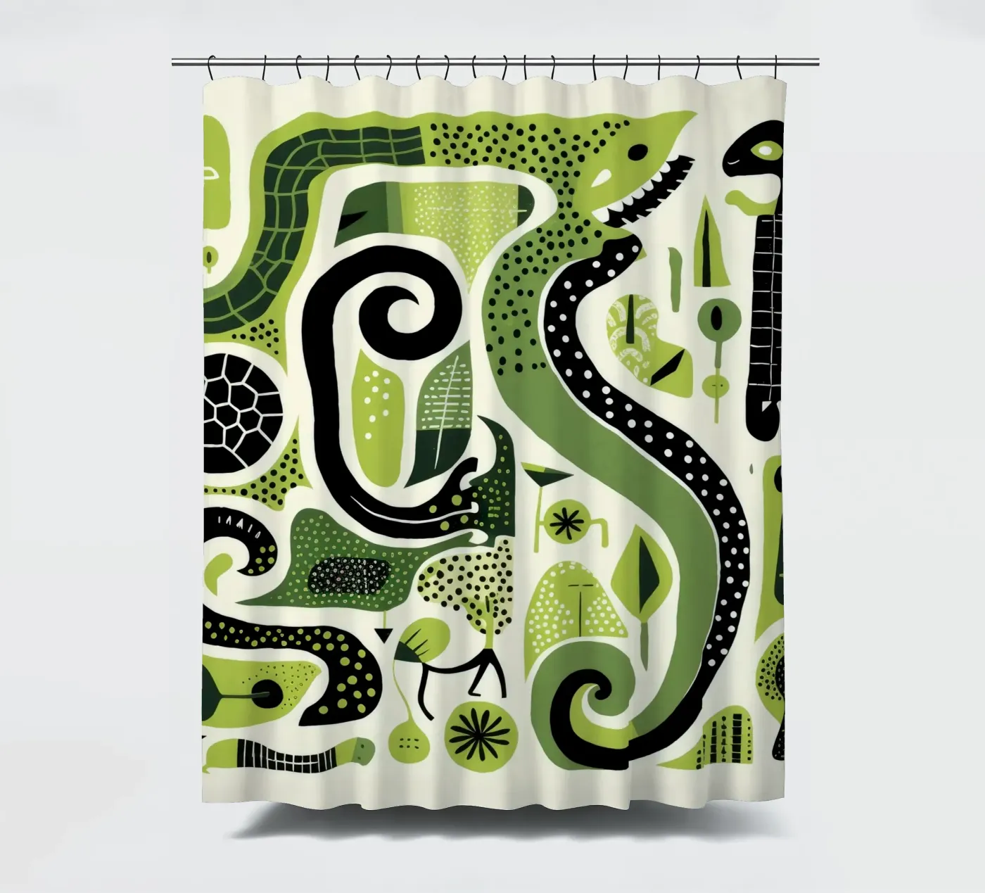Grüne Python Duschvorhang von Minimal Animal Art