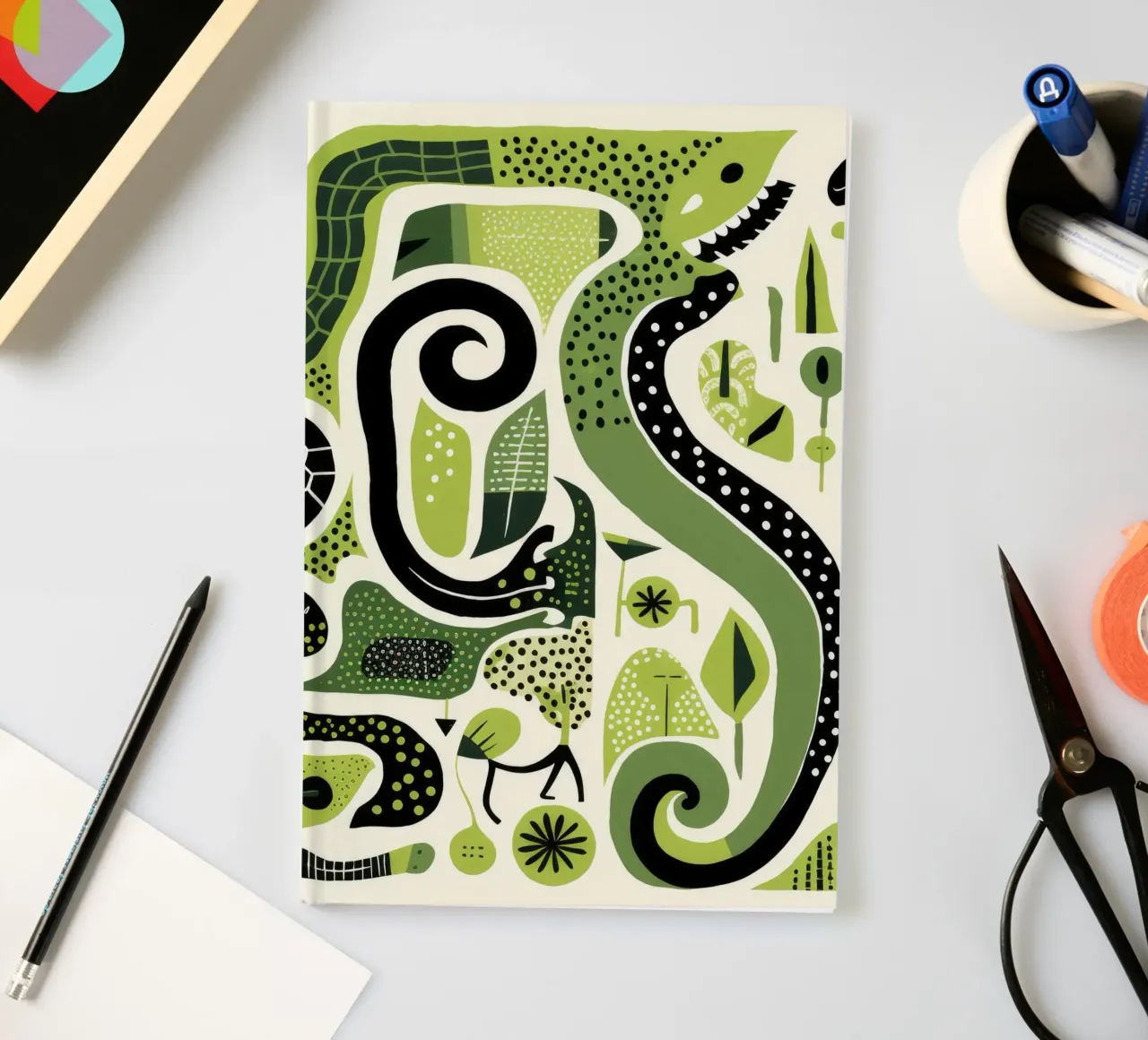 Python vert 4 carnet de notes de Minimal Animal Art