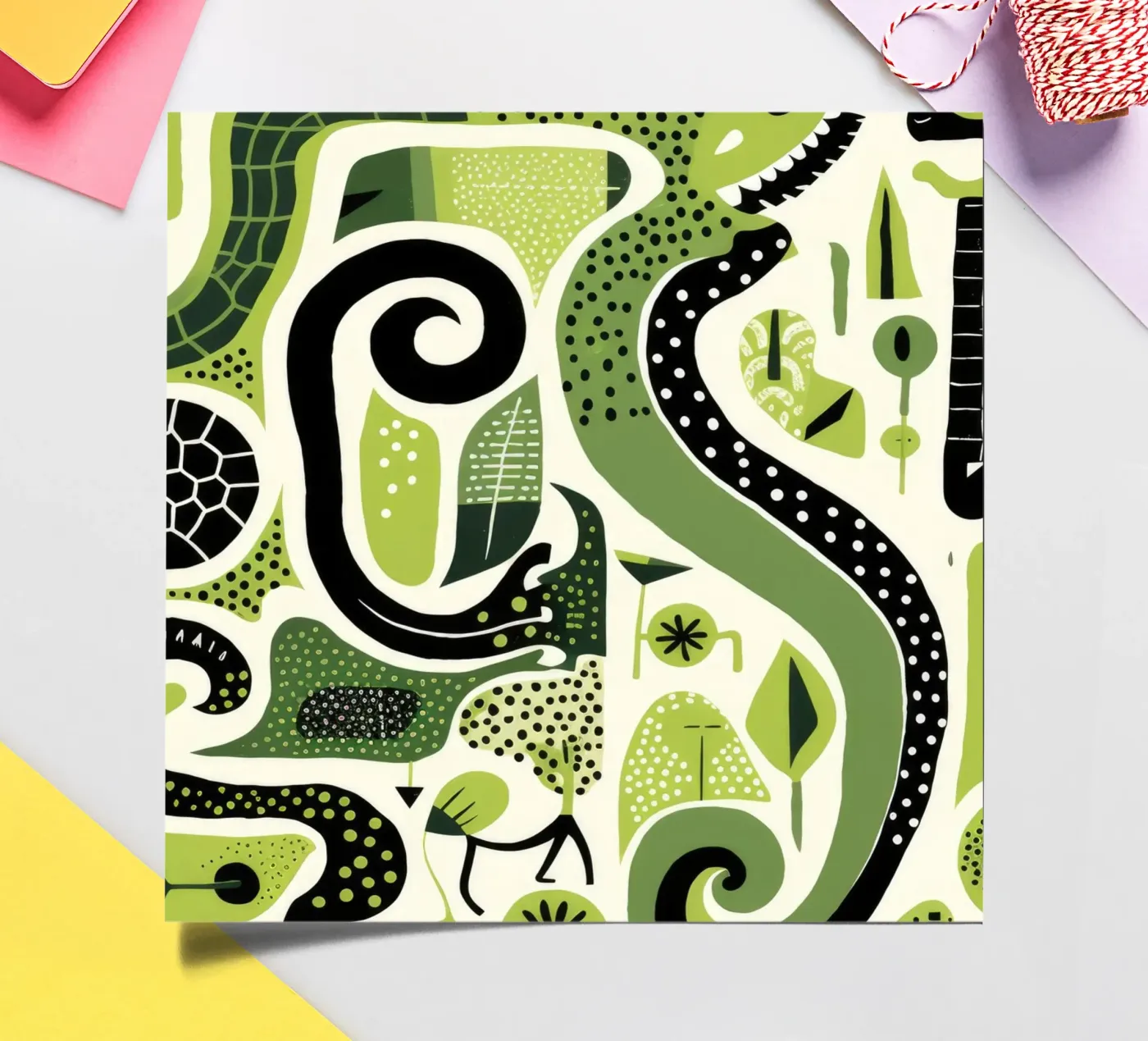 Green Python stickervel van Minimal Animal Art