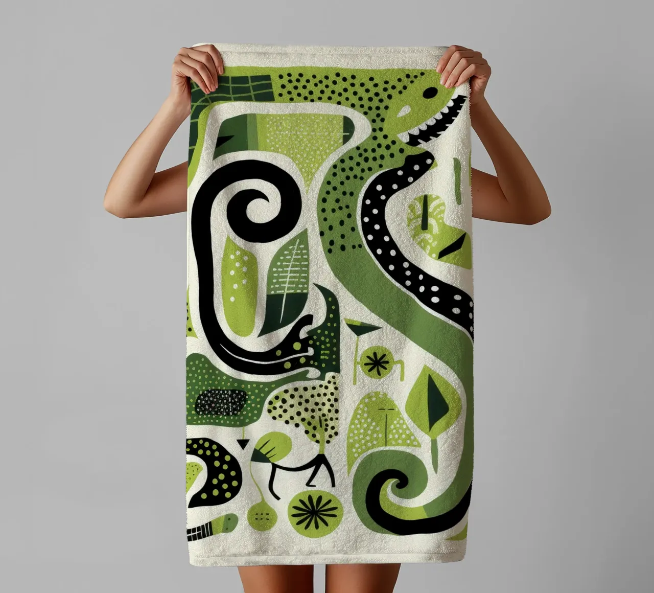 Python vert 4 serviette de bain de Minimal Animal Art