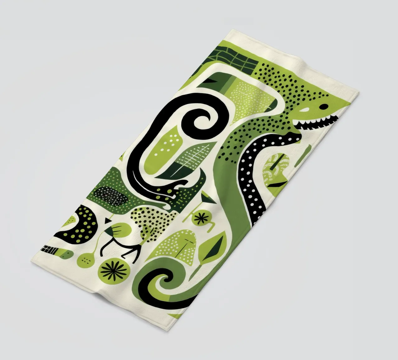 Python vert 4 serviette de plage de Minimal Animal Art