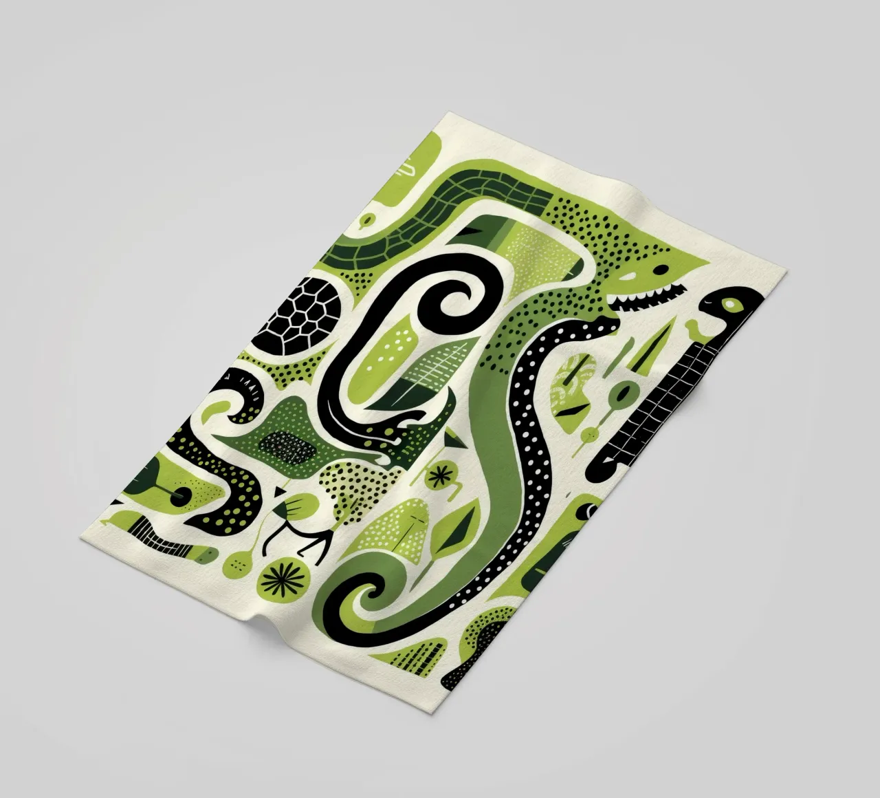Python vert 4 serviette de plage de Minimal Animal Art
